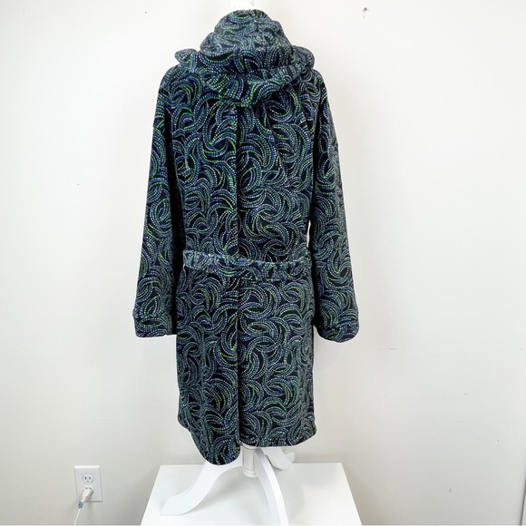 Vera Bradley Green and Blue Paisley Swirl Velour Robe S/M - Picture 2 of 4